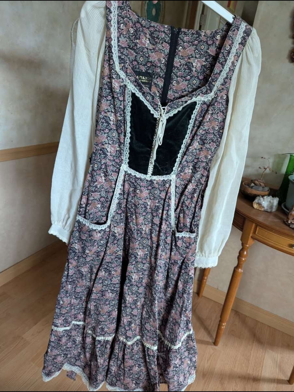 Vintage Shamash And Yofi Creations Pink Floral Midi Dress 1970s